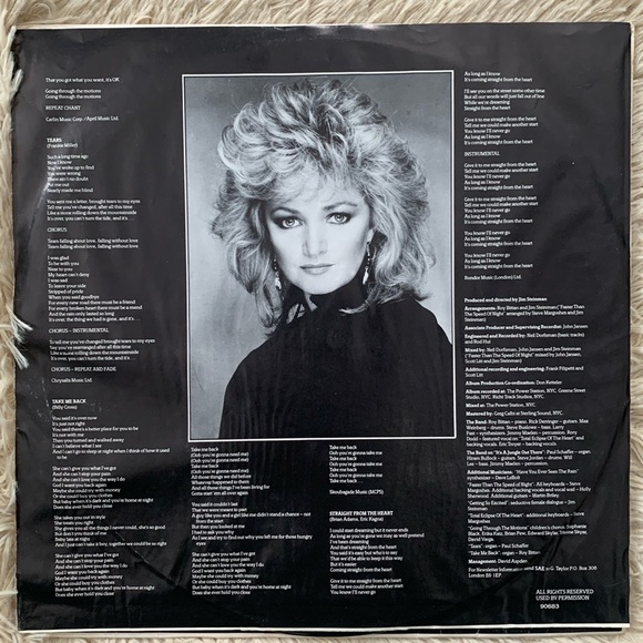Bonnie Tyler Faster Than The Speed of Night LP - Picture 3 of 6